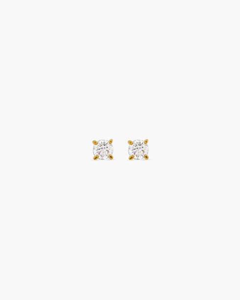 Pair of diamond stud earrings on a white background